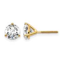 18ky 1 1/2ct Lab Grown DIA. VS+ F+ Round Complete Screwback Earrings