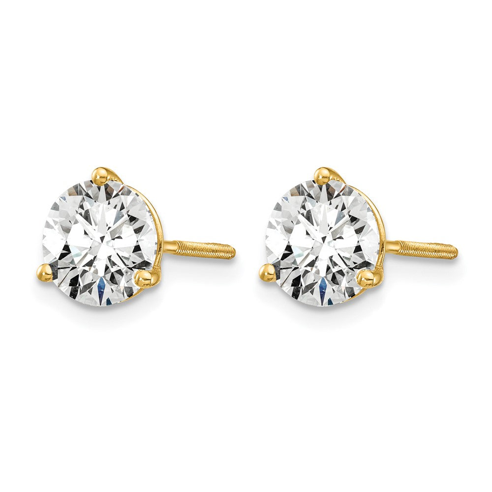 14ky 1 1/2ct Lab Grown Dia VS/SI+ G+ Round Comp Screwback Earrings