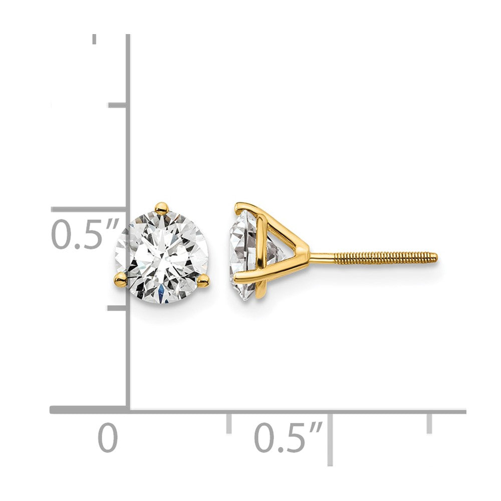 14ky 1 1/2ct Cert Lab Grown Dia VS+ F+ Round Comp Screwback Earrings