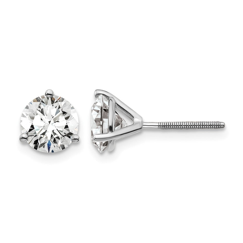 18kw 6ct Lab Grown Diamond VS+ F+ Round Comp Screwback Earrings