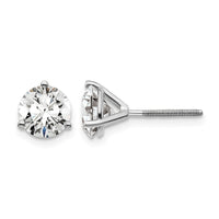 18kw 4ct Cert Lab Grown Diamond VS+ F+ Round Comp Screwback Earrings