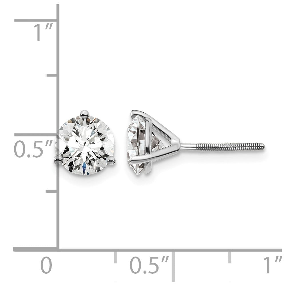 Platinum 3ct Cert Lab Grown Dia VS+ F+ Round Comp Screwback Earrings