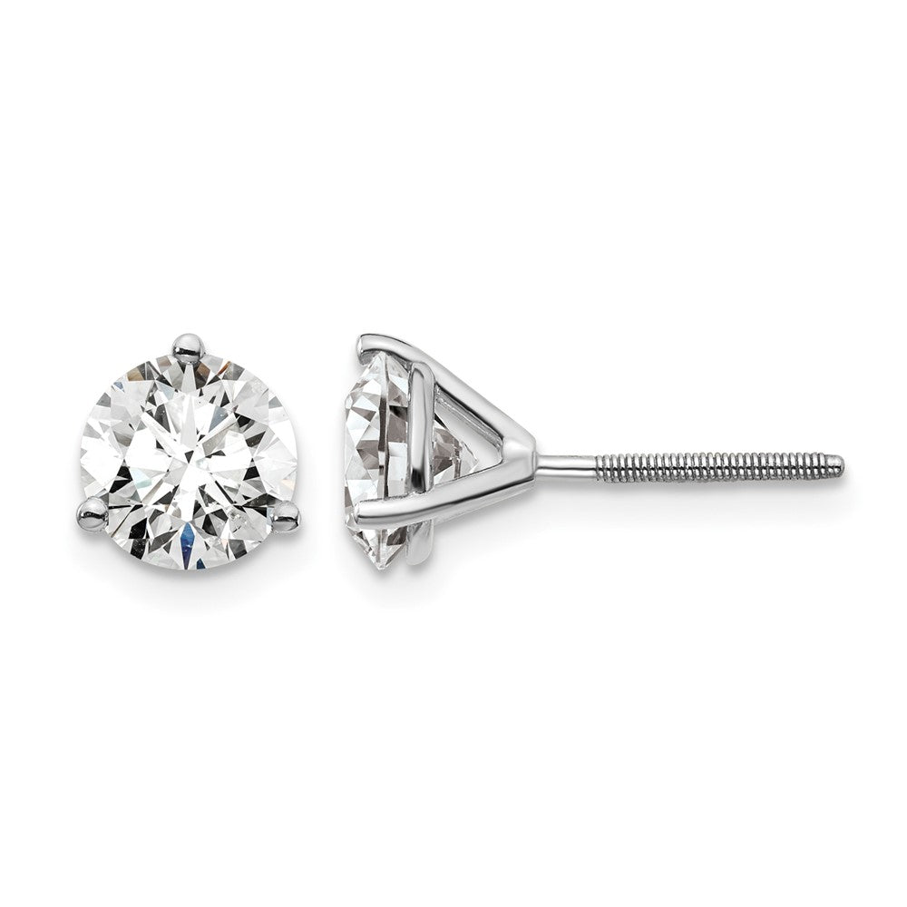Platinum 3ct Lab Grown Dia VS+ F+ Round Comp Screwback Earrings