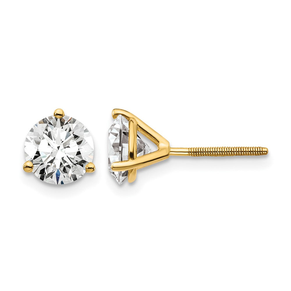 14ky 4ct Cert Lab Grown Diamond VS+ F+ Round Comp Screwback Earrings