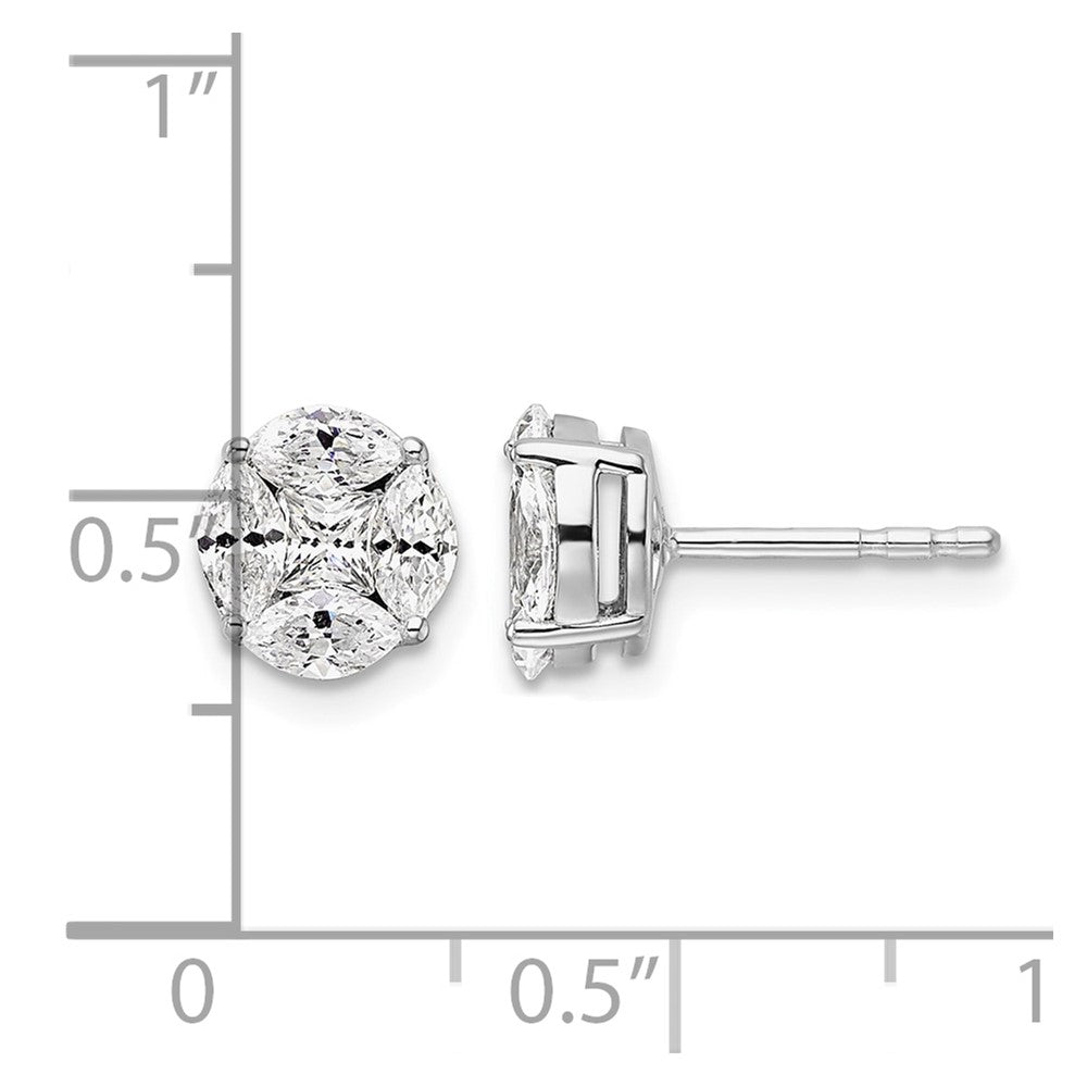 14k White Gold 1 ct Lab Grown Dia VS/SI+ G+ Complete Halo Post Earrings