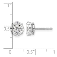 14k White Gold 1 ct Lab Grown Dia VS/SI+ G+ Complete Halo Post Earrings