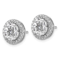 14kw 1 1/2ct Lab Grown Dia VS/SI+ G+ Marquise Comp Halo Post Earrings