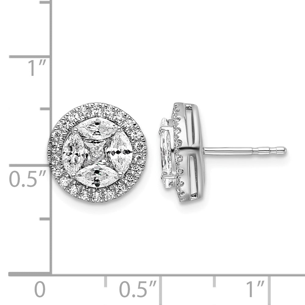 14kw 1 1/2ct Lab Grown Dia VS/SI+ G+ Marquise Comp Halo Post Earrings