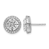 14kw 1 1/2ct Lab Grown Dia VS/SI+ G+ Marquise Comp Halo Post Earrings