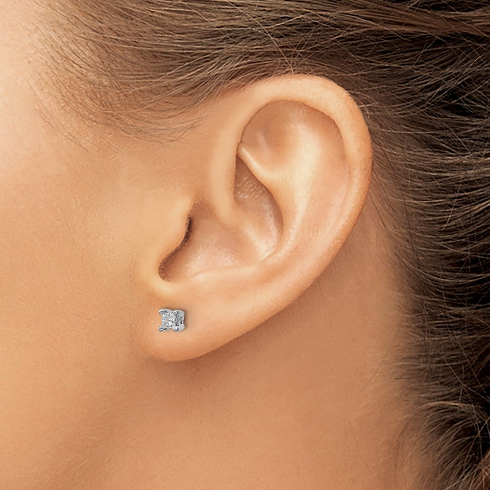 14kw 1/3ct Lab Grown Dia VS+ F+ Princess Comp 4 Prong Stud Earrings