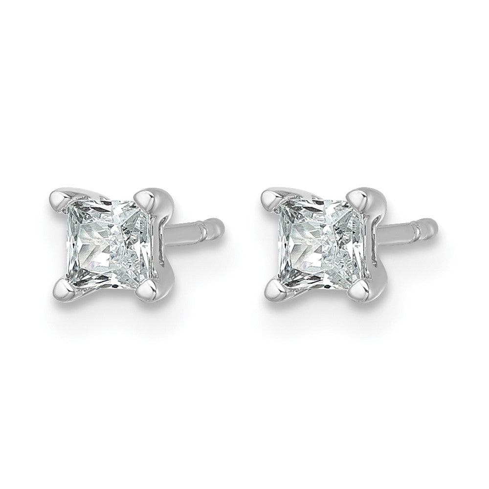 14kw 1/2ct Lab Grown Dia VS/SI+ G+ Princess Comp 4 Prong Stud Earrings