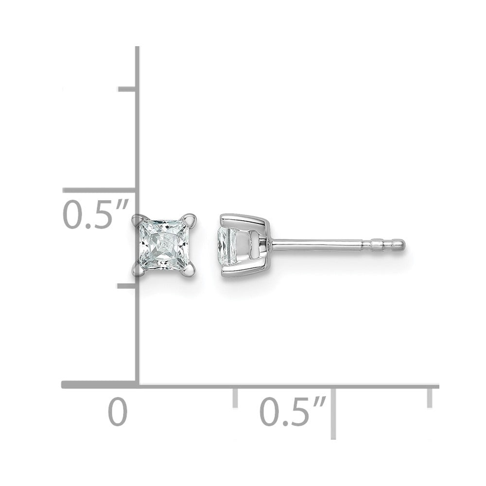 14kw 1/2ct Cert Lab Grown Dia VS/SI+ G+ Princess Comp 4 Prong Stud Earrings