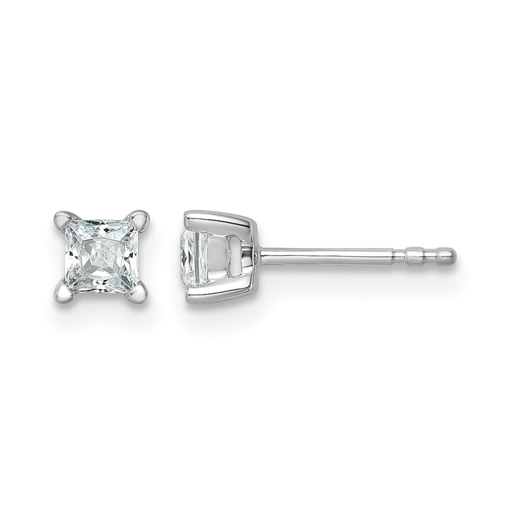 14kw 1/2ct Lab Grown Dia VS/SI+ G+ Princess Comp 4 Prong Stud Earrings