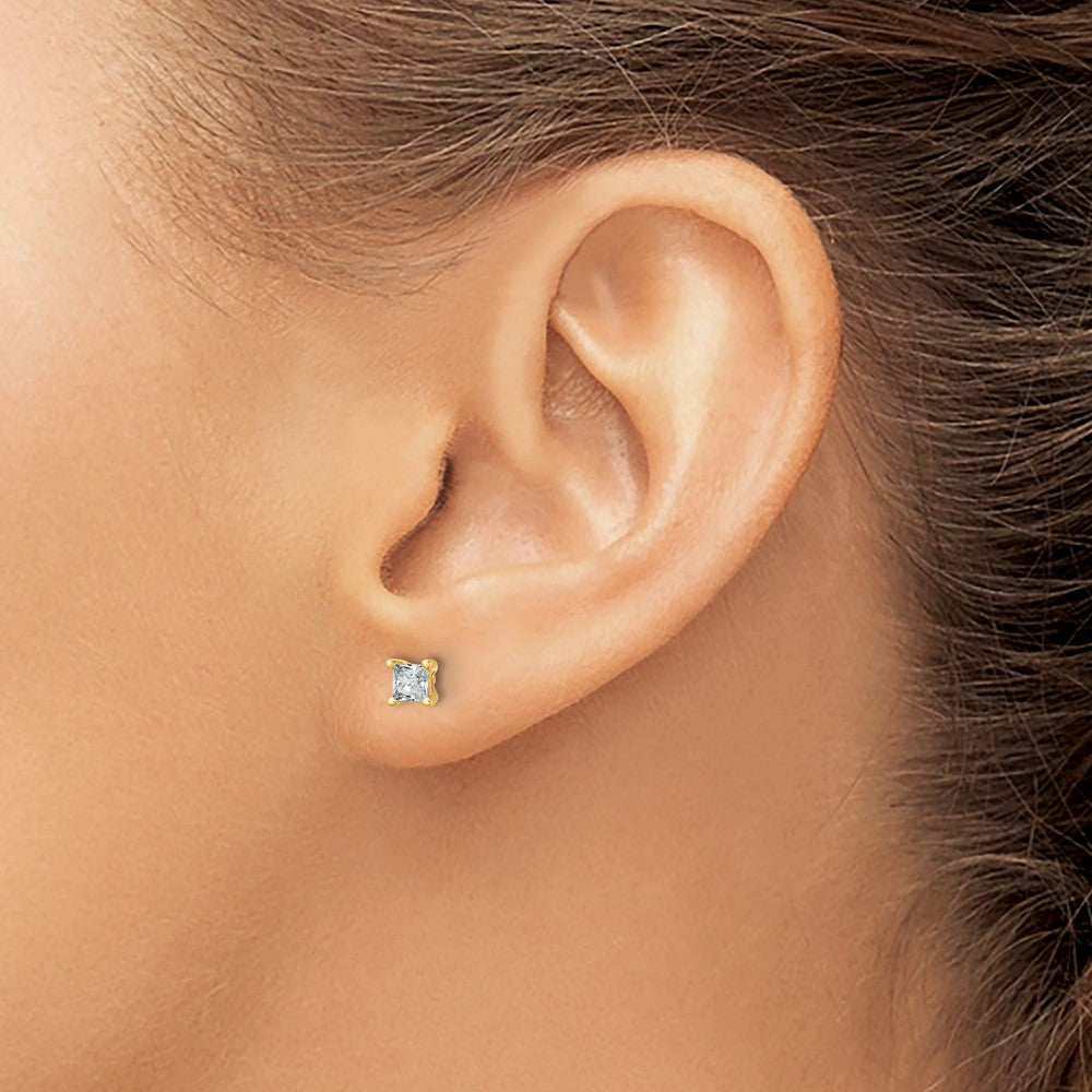 14ky 1/2ct Lab Grown Dia VS+ F+ Princess Comp 4 Prong Stud Earrings