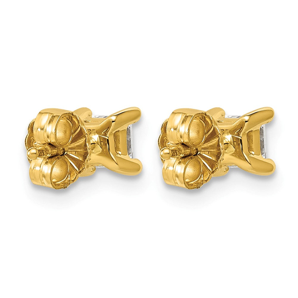 14ky 1/2ct Lab Grown Dia VS+ F+ Princess Comp 4 Prong Stud Earrings