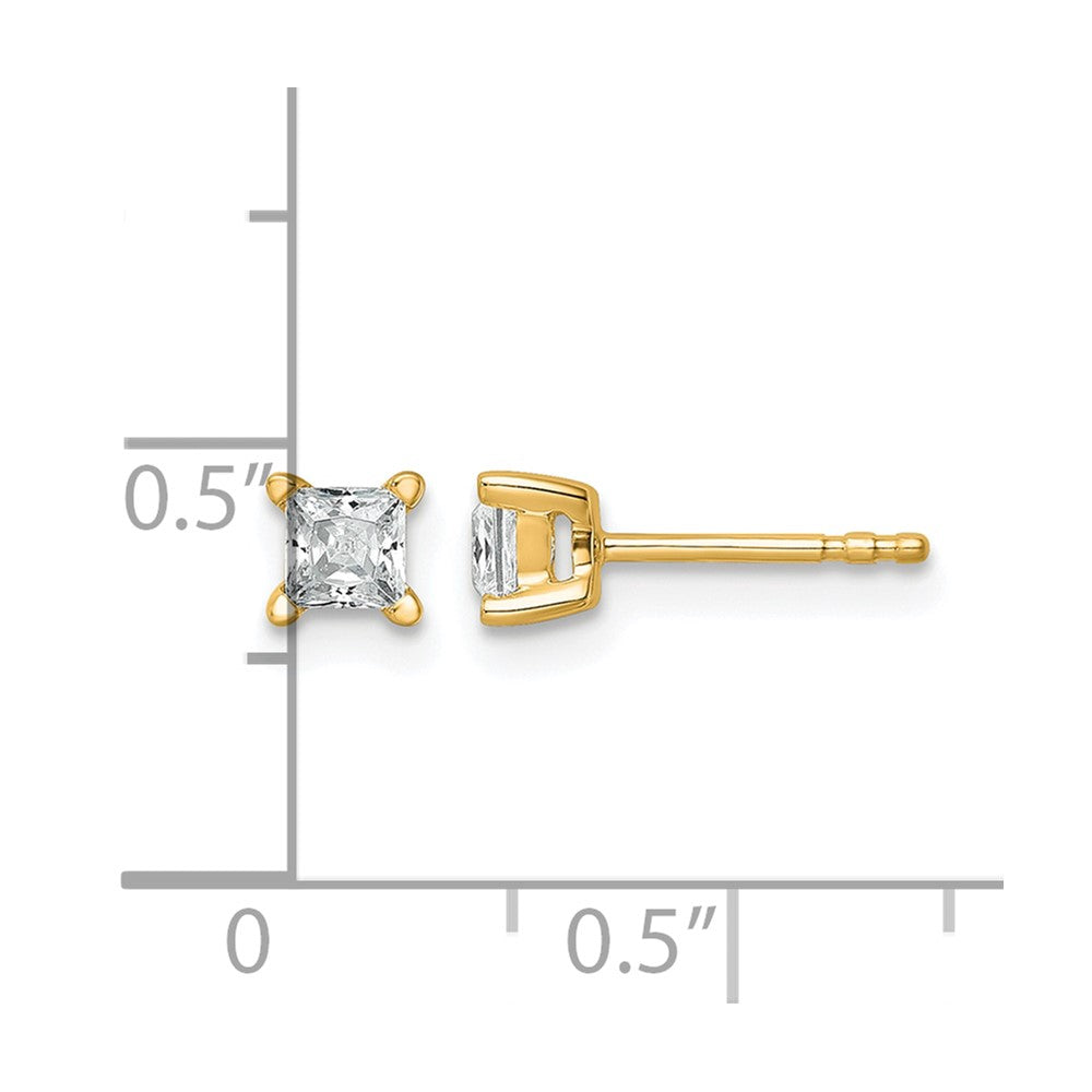 14ky 1/2ct Lab Grown Dia VS+ F+ Princess Comp 4 Prong Stud Earrings