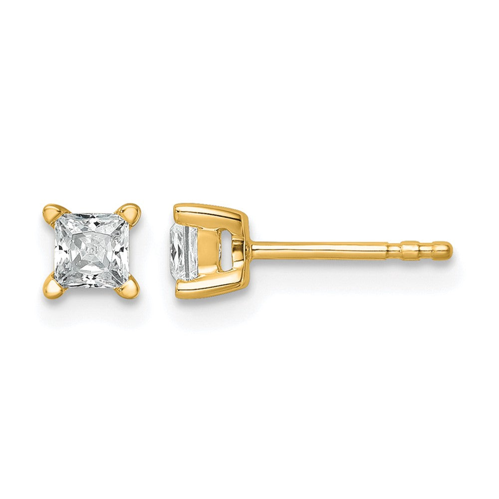 14ky 1/2ct Cert Lab Grown Dia VS/SI+ G+ Princess Comp 4 Prong Stud Earrings