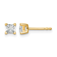14ky 1/2ct Cert Lab Grown Dia VS/SI+ G+ Princess Comp 4 Prong Stud Earrings