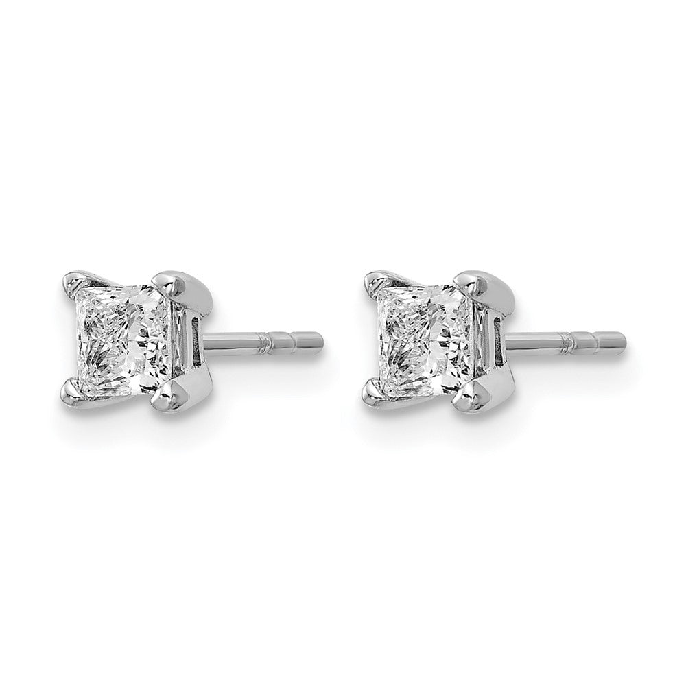 14kw 5/8ct Lab Grown Dia VS/SI+ G+ Princess Comp 4 Prong Stud Earrings