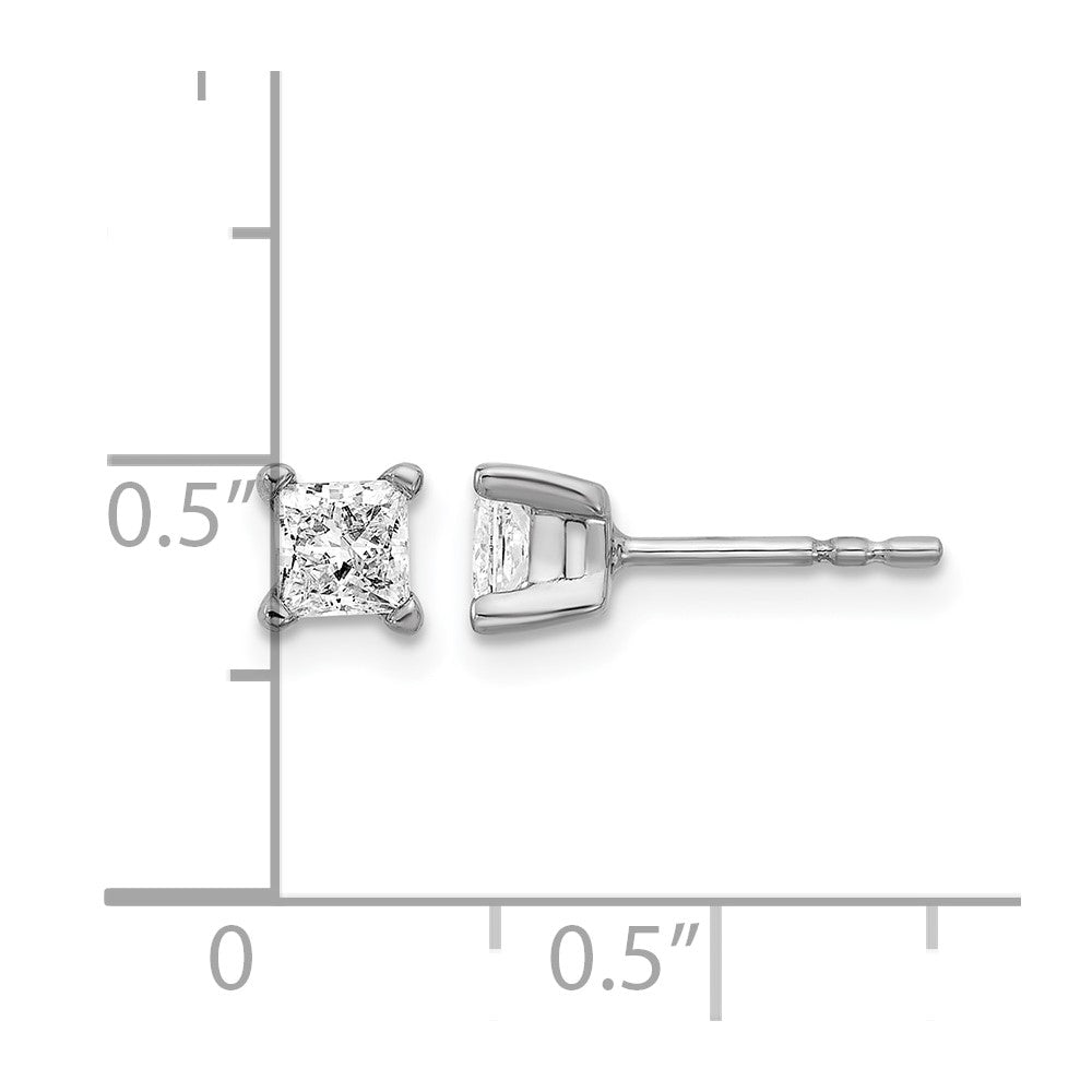 14kw 5/8ct Cert Lab Grown Dia VS/SI+ G+ Princess Comp 4 Prong Stud Earrings