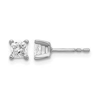 14kw 5/8ct Cert Lab Grown Dia VS/SI+ G+ Princess Comp 4 Prong Stud Earrings