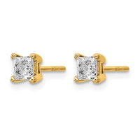 14ky 2/3ct Lab Grown Dia VS/SI+ G+ Princess Comp 4 Prong Stud Earrings