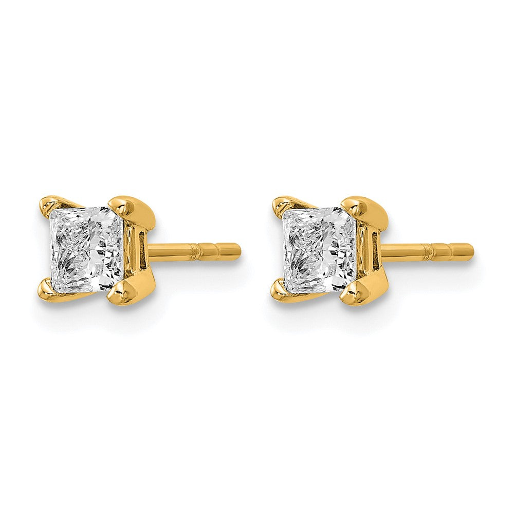 14ky 2/3ct Cert Lab Grown Dia VS/SI+ G+ Princess Comp 4 Prong Stud Earrings
