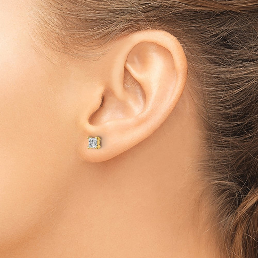 14ky 2/3ct Lab Grown Dia VS/SI+ G+ Princess Comp 4 Prong Stud Earrings