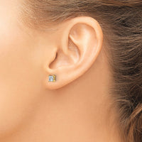 14ky 2/3ct Lab Grown Dia VS/SI+ G+ Princess Comp 4 Prong Stud Earrings