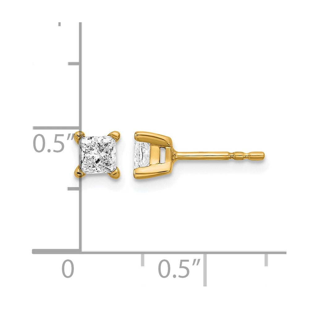 14ky 2/3ct Lab Grown Dia VS+ F+ Princess Comp 4 Prong Stud Earrings
