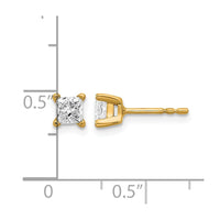 14ky 2/3ct Cert Lab Grown Dia VS+ F+ Princess Comp 4 Prong Stud Earrings