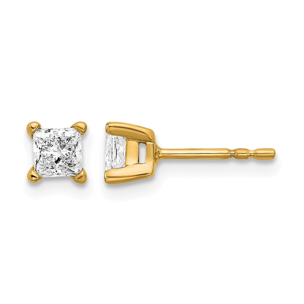 14ky 2/3ct Lab Grown Dia VS/SI+ G+ Princess Comp 4 Prong Stud Earrings