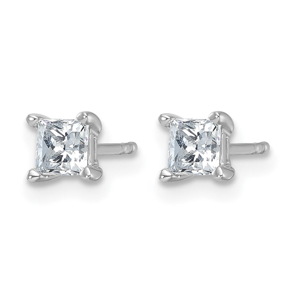 14kw 3/4ct Lab Grown Dia VS+ F+ Princess Comp 4 Prong Stud Earrings