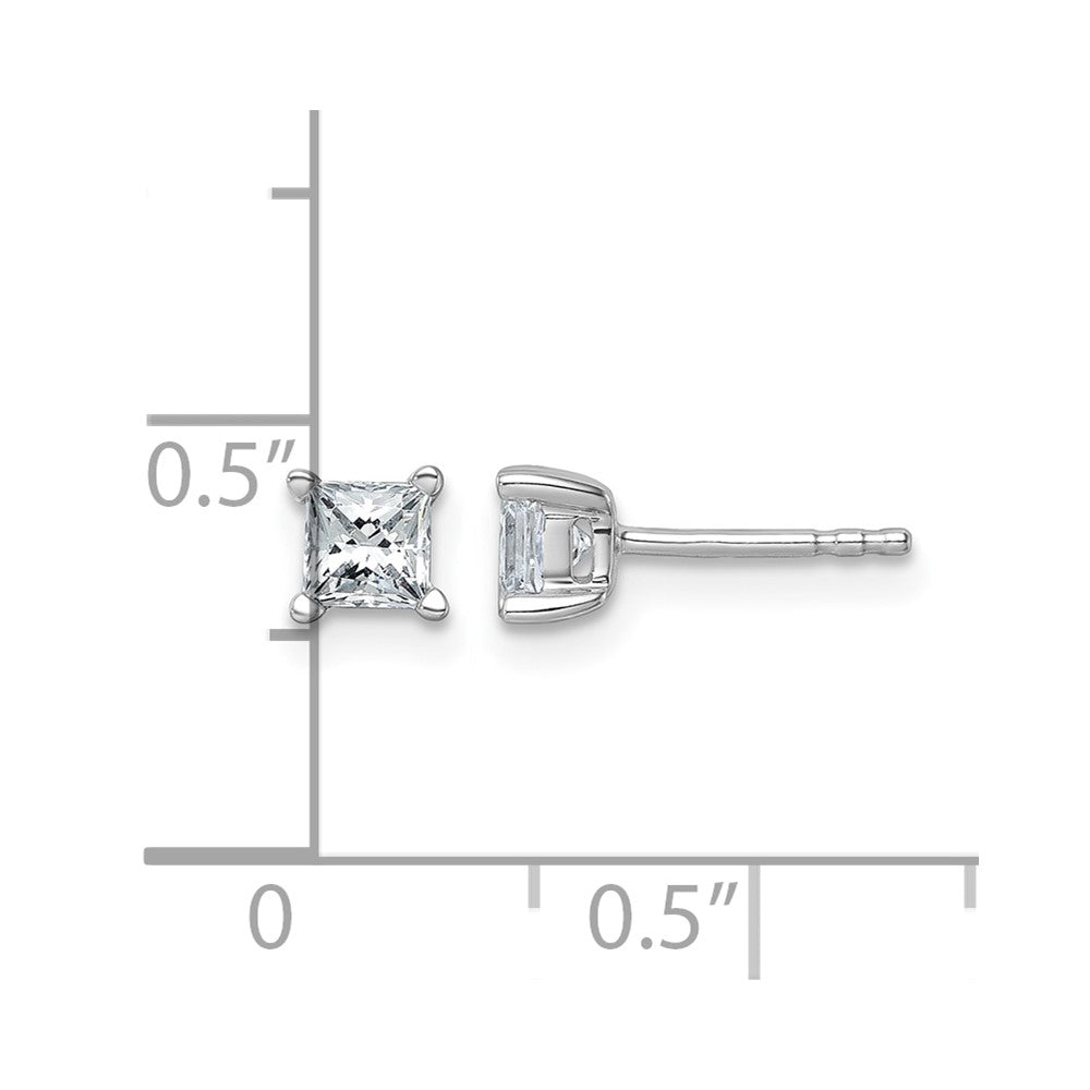 14kw 3/4ct Lab Grown Dia VS/SI+ G+ Princess Comp 4 Prong Stud Earrings