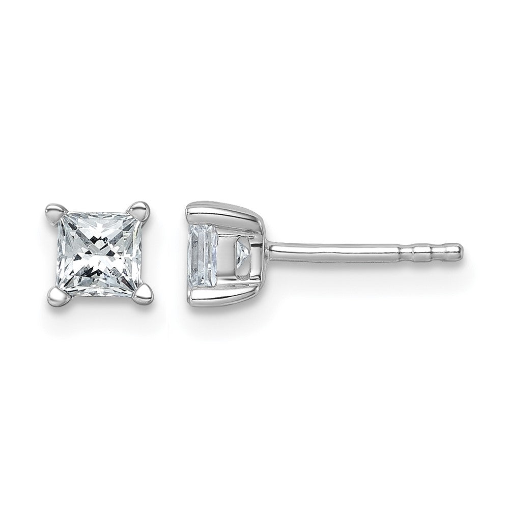 14kw 3/4ct Lab Grown Dia VS+ F+ Princess Comp 4 Prong Stud Earrings