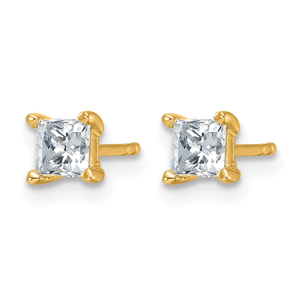 14ky 3/4ct Cert Lab Grown Dia VS/SI+ G+ Princess Comp 4 Prong Stud Earrings