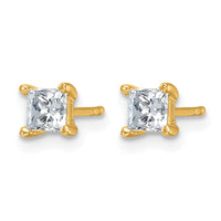 14ky 3/4ct Cert Lab Grown Dia VS/SI+ G+ Princess Comp 4 Prong Stud Earrings