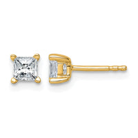 14ky 3/4ct Cert Lab Grown Dia VS/SI+ G+ Princess Comp 4 Prong Stud Earrings