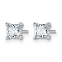 14kw 1ct Cert Lab Grown Dia VS/SI+ G+ Princess Comp 4 Prong Stud Earrings