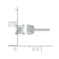 14kw 1ct Cert Lab Grown Dia VS/SI+ G+ Princess Comp 4 Prong Stud Earrings