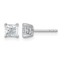14kw 1ct Cert Lab Grown Dia VS/SI+ G+ Princess Comp 4 Prong Stud Earrings