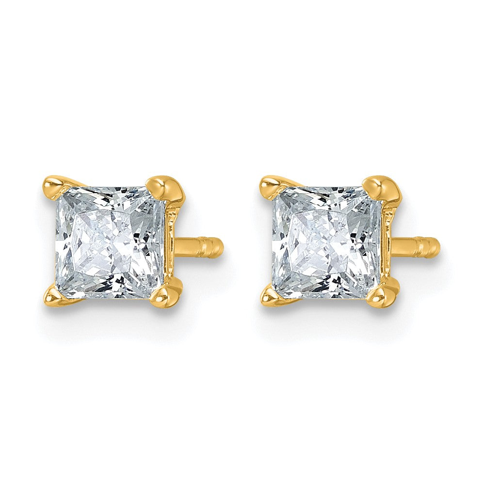 14ky 1ct Lab Grown Dia VS+ F+ Princess Comp 4 Prong Stud Earrings