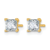 14ky 1ct Cert Lab Grown Dia VS+ F+ Princess Comp 4 Prong Stud Earrings