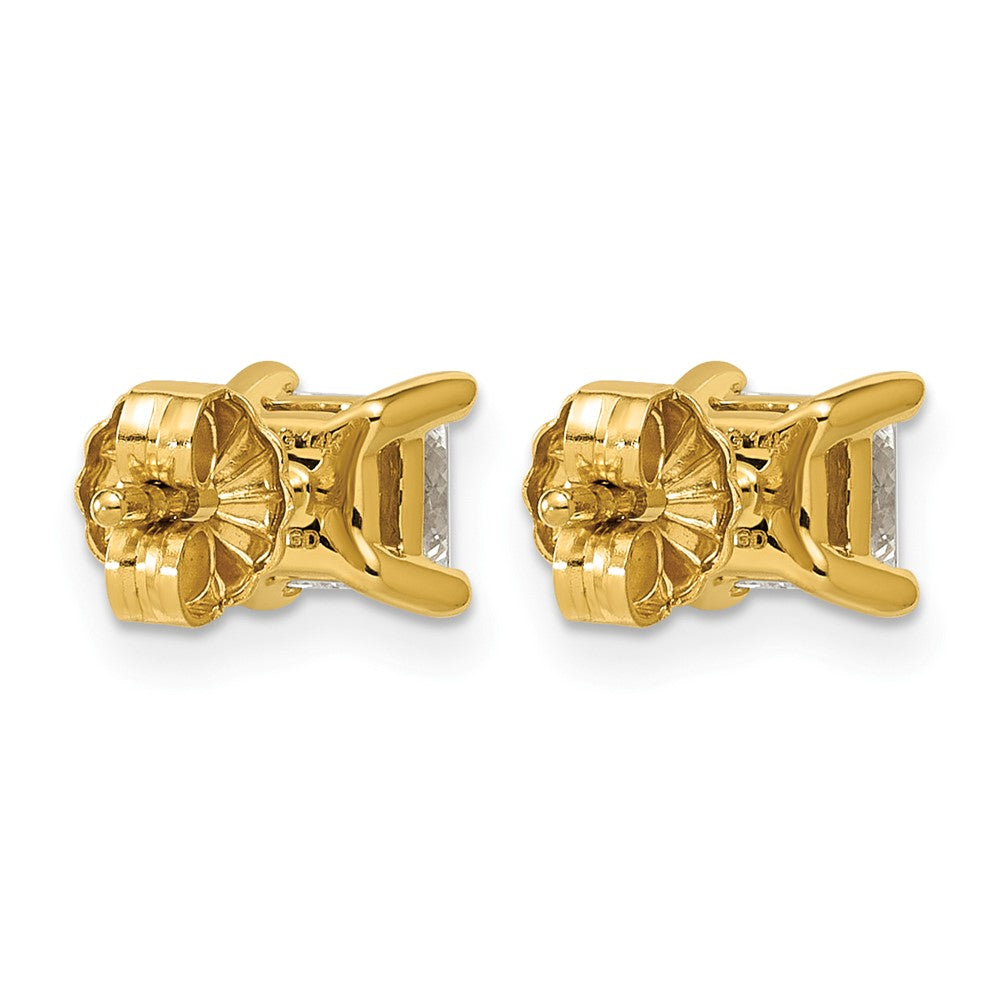 14ky 1ct Lab Grown Dia VS+ F+ Princess Comp 4 Prong Stud Earrings