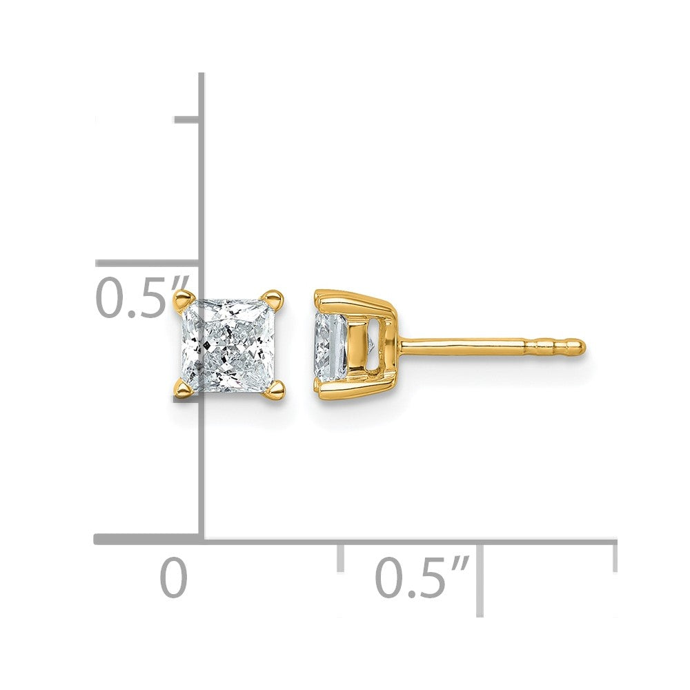 14ky 1ct Cert Lab Grown Dia VS/SI+ G+ Princess Comp 4 Prong Stud Earrings