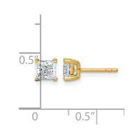 14ky 1ct Cert Lab Grown Dia VS/SI+ G+ Princess Comp 4 Prong Stud Earrings