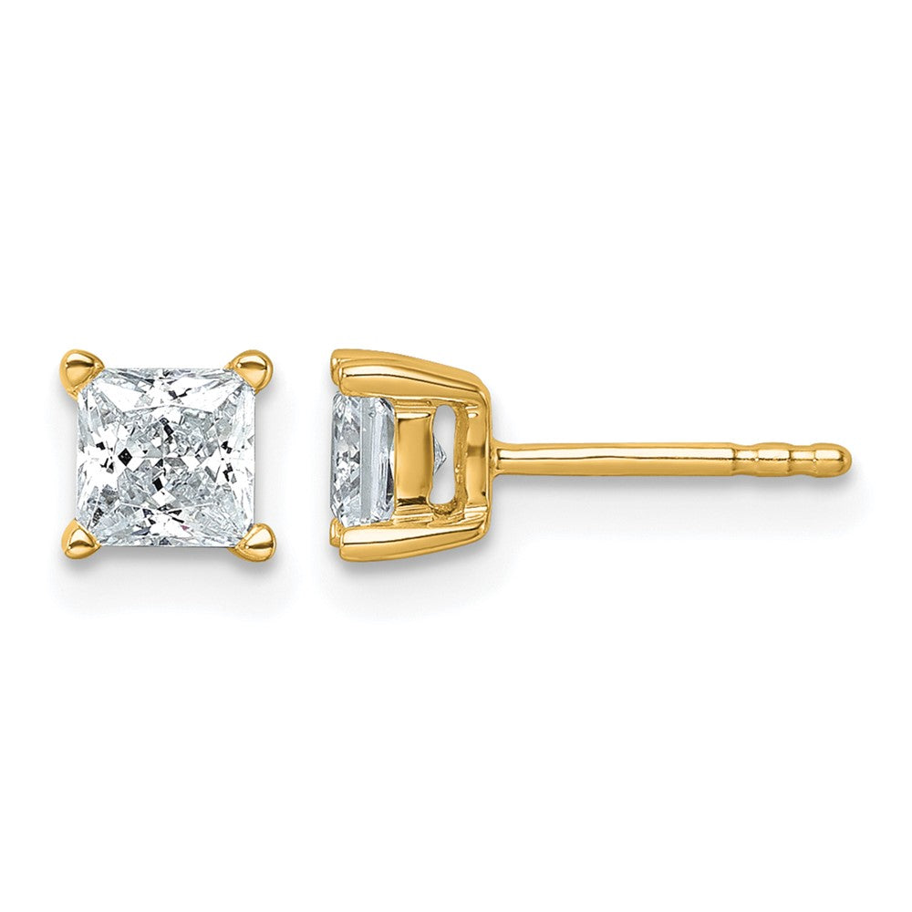 14ky 1ct Lab Grown Dia VS+ F+ Princess Comp 4 Prong Stud Earrings