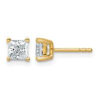 14ky 1ct Lab Grown Dia VS/SI+ G+ Princess Comp 4 Prong Stud Earrings