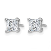 14kw 1 1/2ct Lab Grown Dia VS/SI+ G+ Princess Comp 4 Prong Stud Earrings