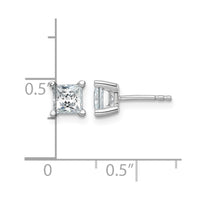 14kw 1 1/2ct Lab Grown Dia VS+ F+ Princess Comp 4 Prong Stud Earrings